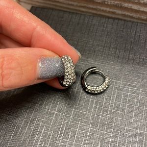 Ralph Lauren dark grey metal and crystal earrings